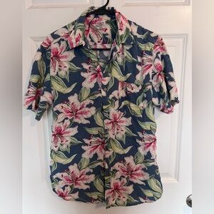 Faherty Blue Floral Button Down Shirt